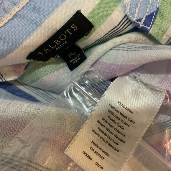Talbots petite linen striped blouse. Size Mp - Picture 5 of 6
